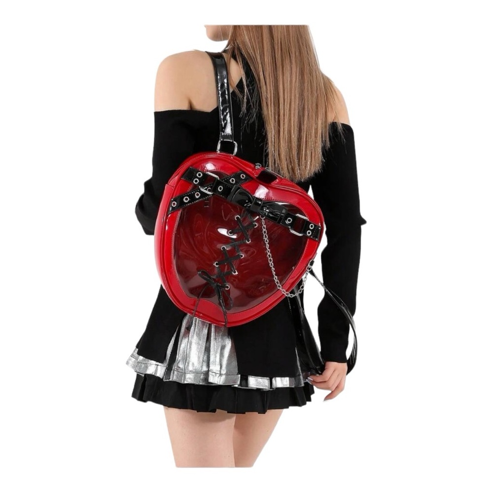 🆕  Gothic - Punk Heart Large Capacity Multi Functional Clear Pattern Backpack ❤️ - Picture 10 of 13